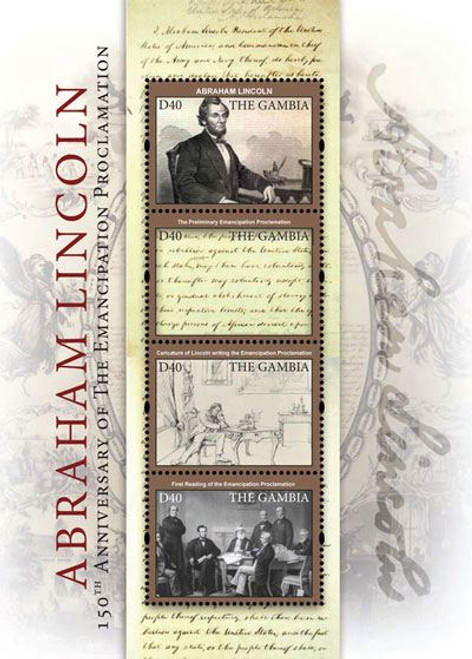 Gambia - Lincoln Emancipation Proclamation - 4 Stamp Sheet GAM1213H