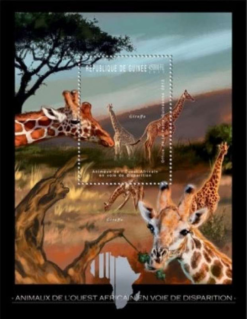 Guinea - West African Endangered Giraffes on Stamps - S/S - 7B-1794