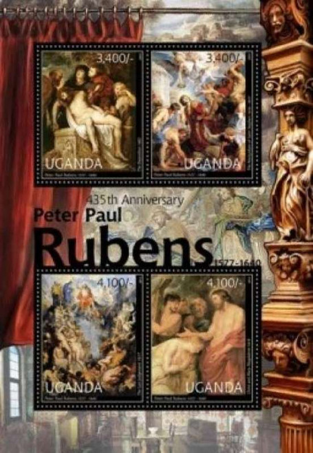 Uganda - Peter Paul Rubens Anniversary - 4 Stamp Mint Sheet - 21D-027