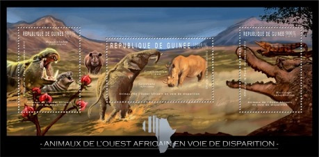 Guinea - Endangered Animals of West Africa - 3 Stamp Sheet - 7B-1806