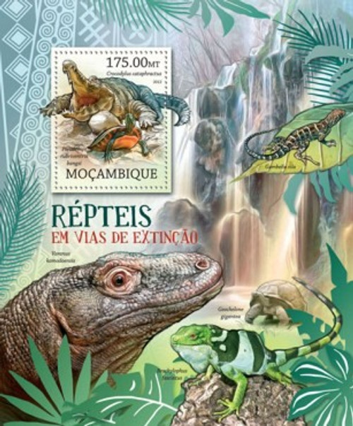 Mozambique - Endangered Reptiles on Stamps - Souvenir Sheet - 13A-967