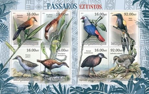 Mozambique - Extinct Birds on Stamps - 8 Stamp Mint Sheet - 13A-968