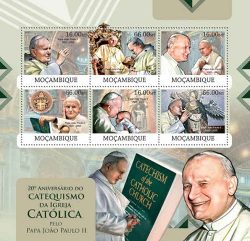 Mozambique - Pope John Paul II - 6 Stamp Sheet - 13A-986