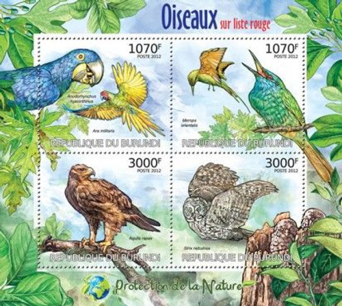 Burundi - Red List Birds - 4 Stamp Mint Sheet - 2J-260