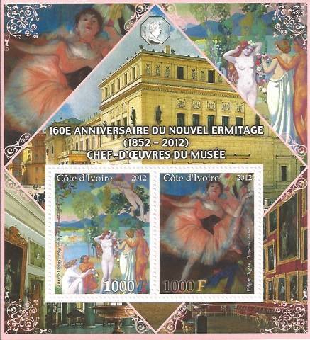 Ivory Coast - New Hermitage Masterpieces - 2 Stamp Sheet - 9A-143