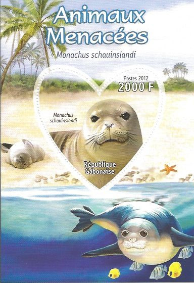 Gabon - Endangered Species - Seal - Souvenir Sheet - 7F-063