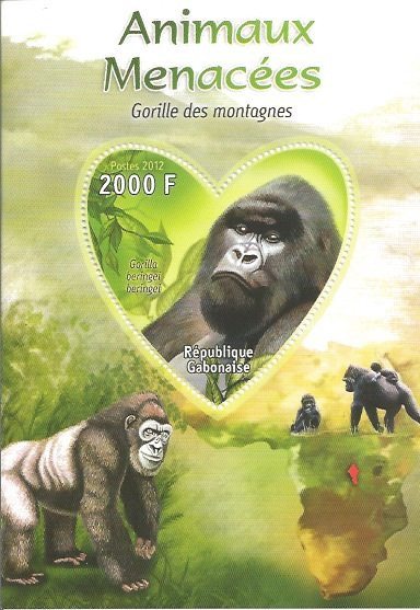 Gabon - Endangered Species - Gorilla - Souvenir Sheet - 7F-065