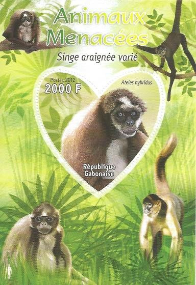 Gabon - Endangered Species - Monkey - Souvenir Sheet - 7F-069