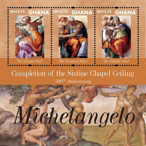 Ghana - Sistine Chapel Anniversary - 3 Stamp Sheet - GHA1220H