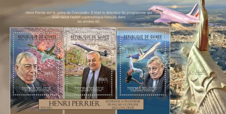 Guinea - Henri Perrier - 3 Stamp Sheet - 7B-1850