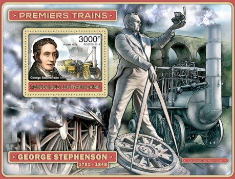Central Africa - Original Trains & Inventors - Souvenir Sheet - 3H-359