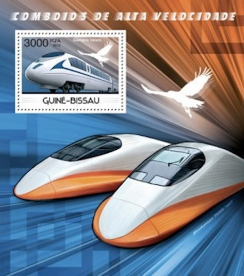 Guinea-Bissau - High Speed Trains - Stamp Souvenir Sheet GB12414b