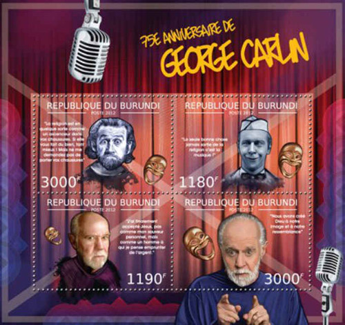 Burundi - Comedian George Carlin - 4 Stamp Sheet - 2J-336
