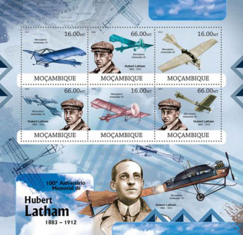 Mozambique - Hubert Latham & Airplanes - 6 Stamp Sheet - 13A-1044