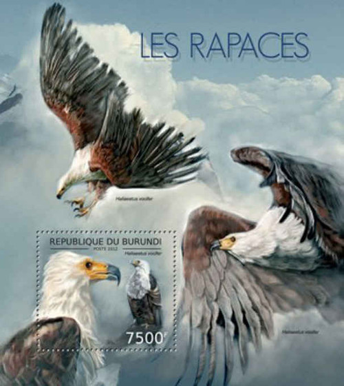 Burundi - African Fish Eagle on Stamps - Souvenir Sheet - 2J-375