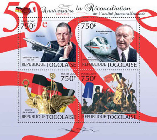 Togo - French & German Reconciliation - 4 Stamp Sheet - 20H-461