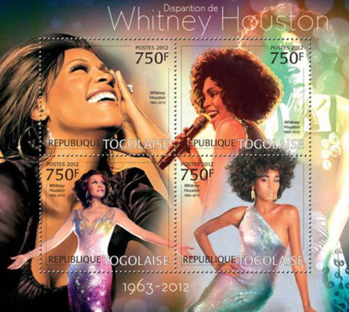 Togo - Singer Whitney Houston - 4 Stamp Sheet - 20H-469