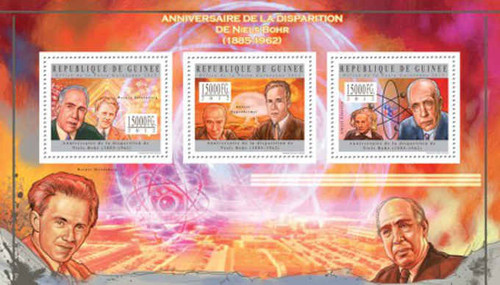Guinea  - Niels Bohr, Physicist, Nobel Laureate 3 Stamp Sheet 7B-1926