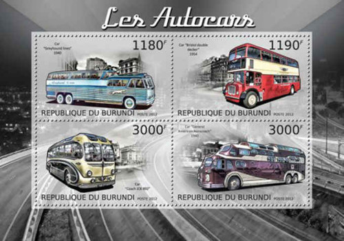 Burundi - Commercial Buses - 4 Stamp Sheet - 2J-388