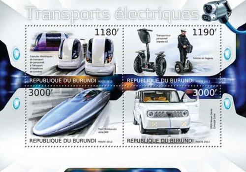 Burundi - Electric Transportation - 4 Stamp Sheet - 2J-394