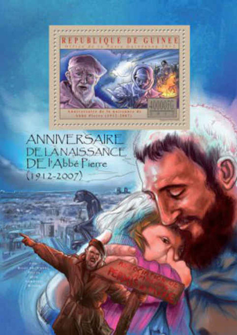 Guinea Republic - Abbe Pierre, France - Souvenir Sheet - 7B-1947