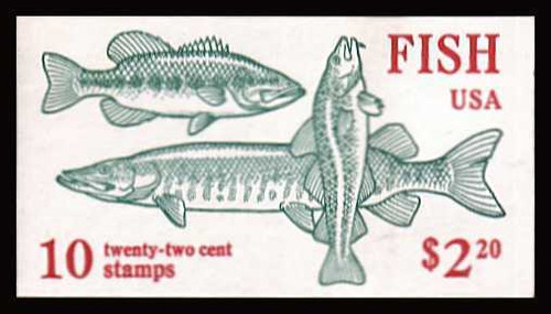 US Stamp - 1986 Fish Unexploded Booklet Pane of two 5 Stamp Strips