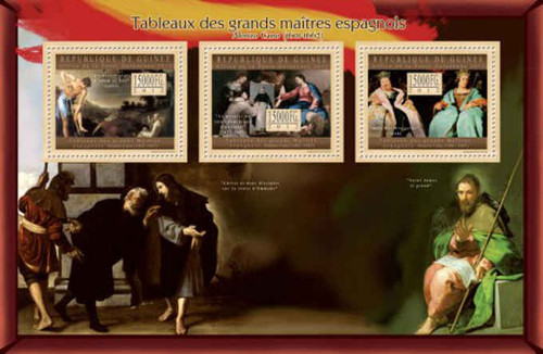 Guinea Republic - Artist Alonzo Cano - 3 Stamp Sheet - 7B-1976