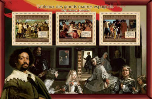 Guinea Republic - Artist Diego Velasquez - 3 Stamp Sheet - 7B-1978