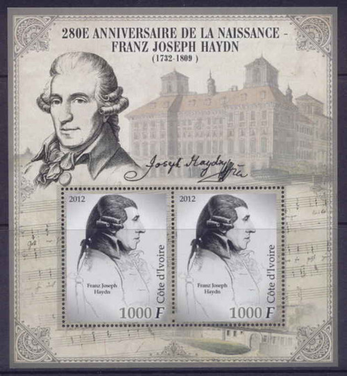 Ivory Coast - Composer Franz Haydn - 2 Stamp Sheet - 9A-185