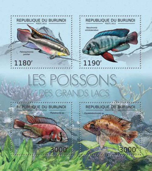 Burundi - Fish of the Great Lakes - 4 Stamp Sheet - 2J-414
