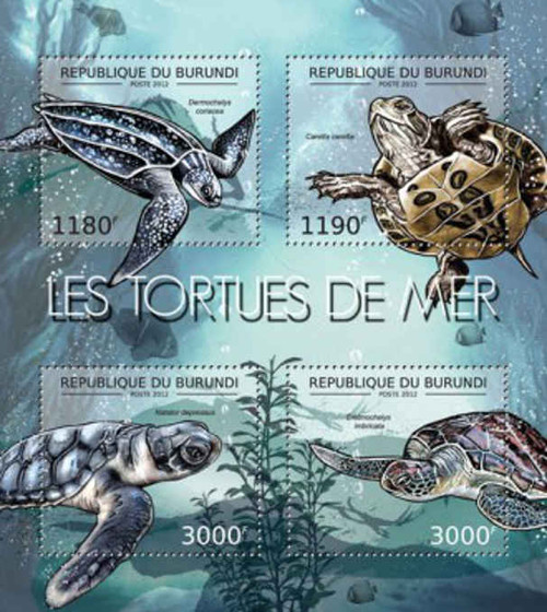 Burundi - Sea Turtles - 4 Stamp Sheet - 2J-426