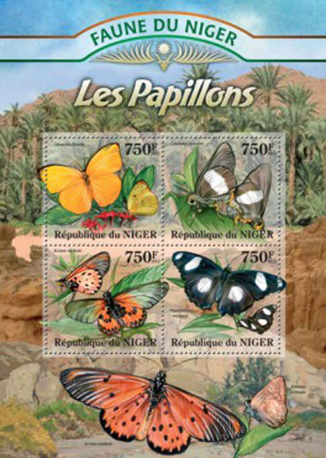 Niger - Butterflies - 4 Stamp Sheet - 14A-068