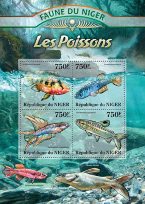 Niger - Fresh Water Fish - 4 Stamp Sheet - 14A-074