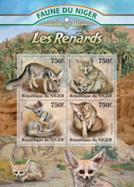 Niger - Wild Foxes - 4 Stamp Sheet - 14A-076