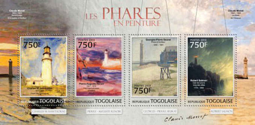 Togo - Lighthouse Paintings on Stamps - 4 Stamp Mint Sheet - 20H-485