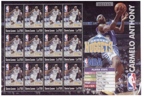 Sierra Leone - NBA's Carmelo Anthony On Stamps SIE0440