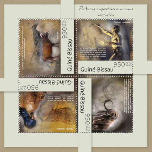 Guinea Bissau - Prehistoric Times - 4 Stamp Sheet - GB12711a