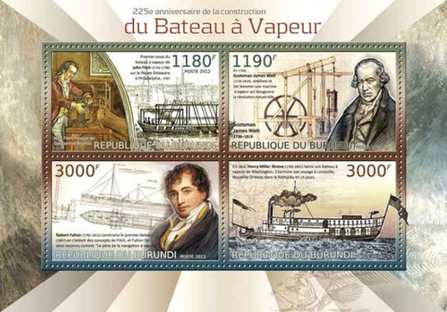 Burundi - Early Ships - 4 Stamp Sheet - 2J-445