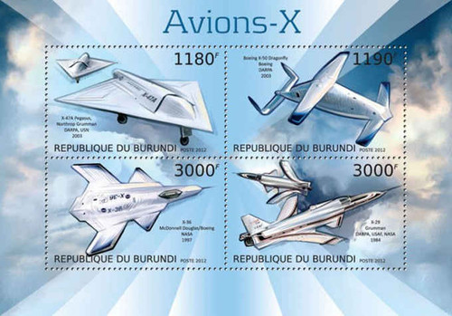 Burundi - Aircraft X - 4 Stamp Sheet - 2J-457