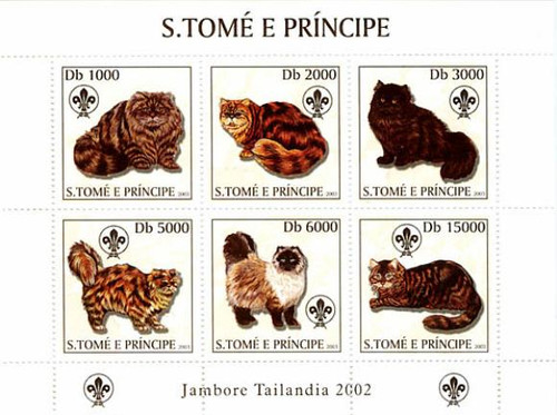 St Thomas & Prince - Cats On Stamps 2 Sheets 1510, 22