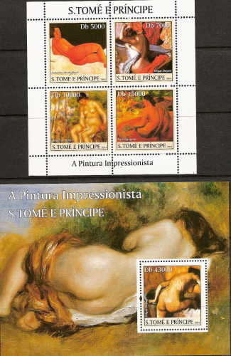 St Thomas & Prince - Classic Paintings - 4 Stamp Sheet + S/S ST4323-4