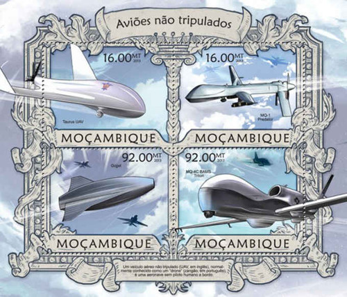 Mozambique - Unmanned Aircraft - 4 Stamp Sheet - 13A-1120