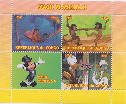 Congo - Disney's Mickey, Donald, Daisy, more 3 Stamp Sheet 3A-407