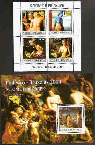 St Thomas & Prince - Classic Paintings, 4 Stamp Sheet + S/S ST4319-20