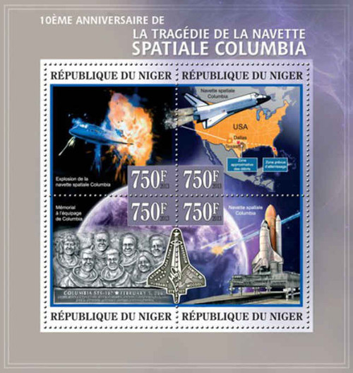 Niger - Spaceshuttle Columbia - 4 Stamp Sheet - 14A-124