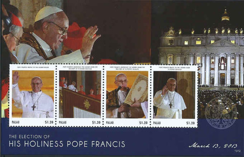 Palau - Pope Francis - 4 Stamp Sheet - PAL1312H