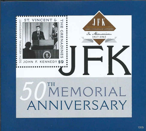 St. Vincent - 2013 John F Kennedy - Stamp Souvenir Sheet - SAV1315S