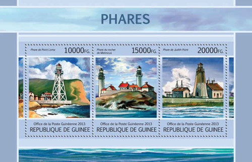 Guinea - Lighthouses - 3 Stamp Sheet - 7B-2077
