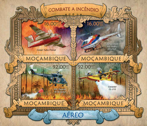 Mozambique - Aerial Firefighting - 4 Stamp Sheet - 13A-1160