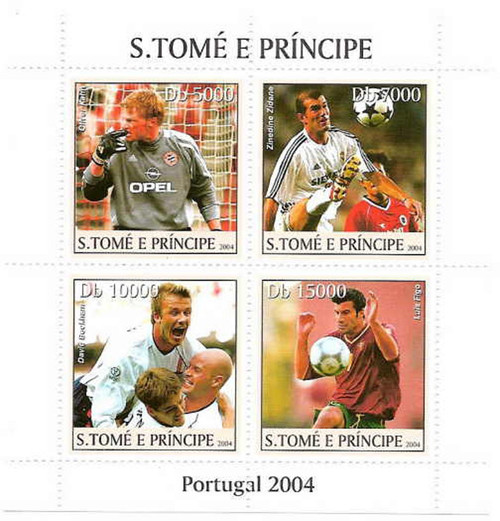St Thomas - 2004 - Portugal Euro Soccer '04 - 4 Stamp Sheet - ST4221